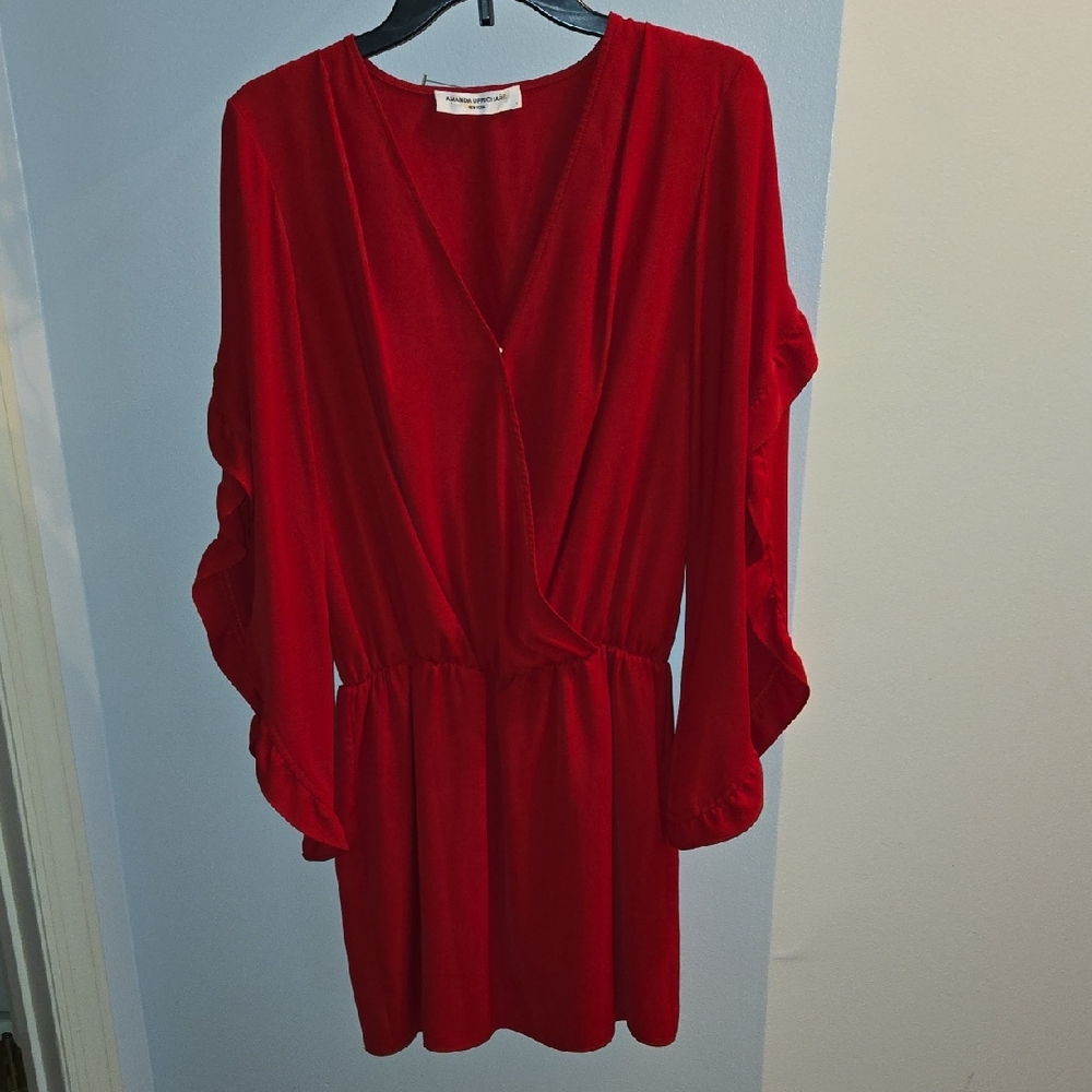 Amanda Uprichard Vibrant Red Long Sleeve Dress